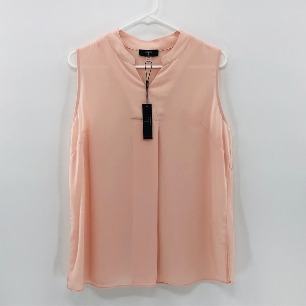 Tahari Cut And Sewn Sleeveless V Neck ‘Pale Blossom’ Blouse Woman’s Size Medium